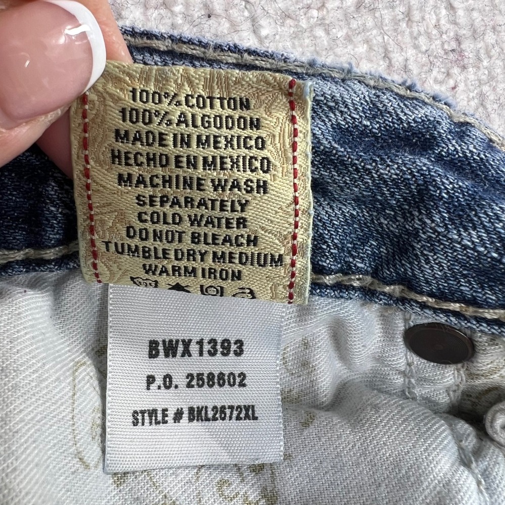 BKE Starlite Low Rise Bootcut Distressed‎ Jeans Medium Wash Blue Mens 30x31.5 - Picture 11 of 11